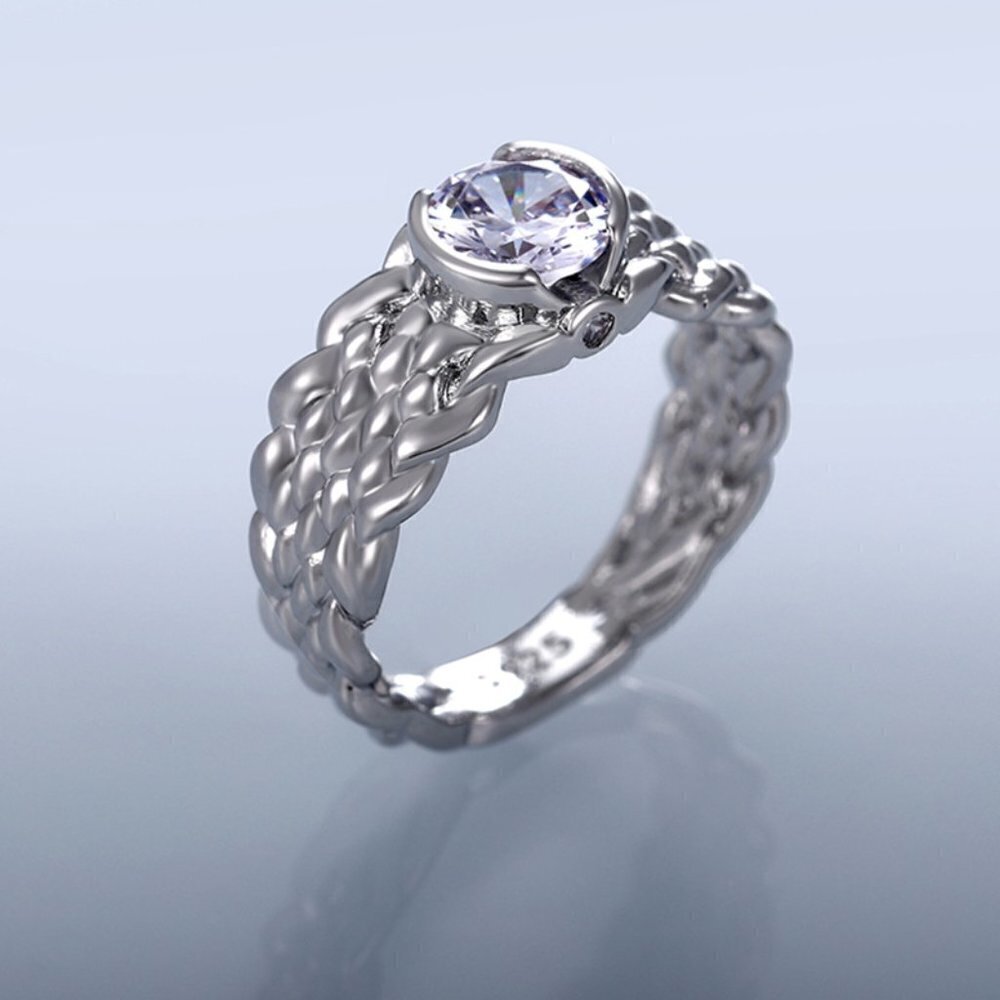 🎀Refine Dainty Weave Anillos Round Zircon Rings for Women, MARR9162